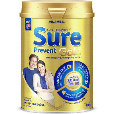 Sữa bột Vinamilk Sure Prevent Gold giúp hệ xương khớp chắc khỏe lon 900g