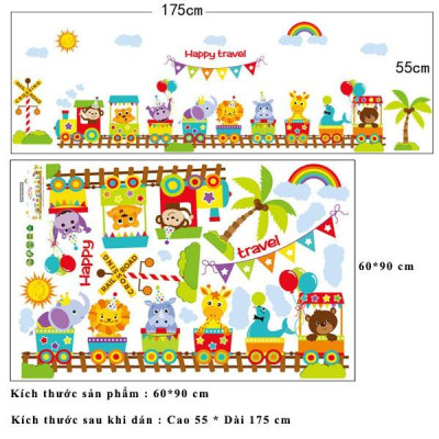 Sticker Decal dán tường  Đoàn tàu happy travel SK9011