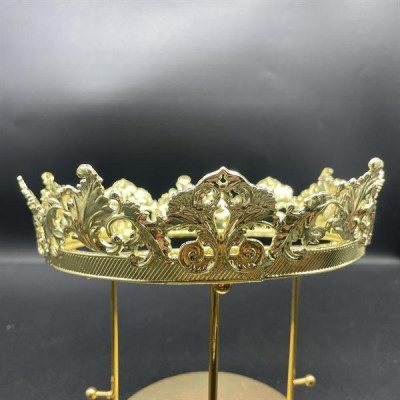 Vương miện nam tròn mẫu cao 4,5cm màu vàng