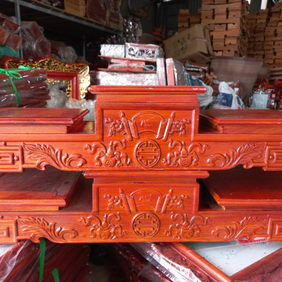 Tam sơn tam cấp bục kệ bát hương bát nhang bằng gỗ hương kt mặt vuông 25cm