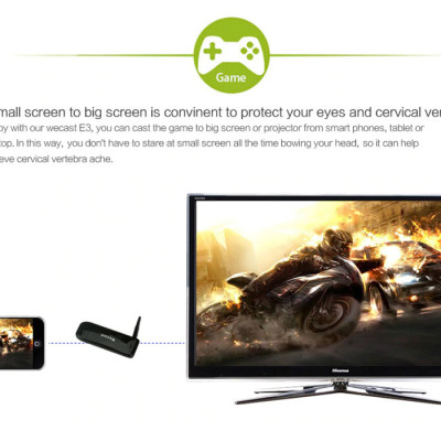 Thiết bị HDMI không dây Wecast E3 - Thiết bị kết nối điện thoại với tivi, máy chiếu. WECAST E3 Dlna Airplay Wifi Display Miracast Tv Dongle Hdmi Receiver Mini Android Tv Stick Full Hd Rk3036 With External Ăng ten - Hàng Chính Hãng