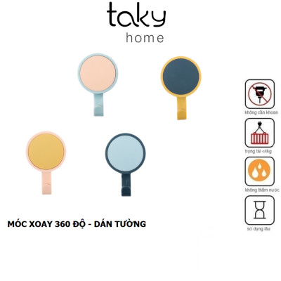 Móc Dính Tường Xoay 360 Độ, Móc Dán Tường Treo Đa Năng, Móc Nhựa Nhọ Gọn, Tiện Dụng, Chắc Chắn Trong Nhà. TakyHome 2231