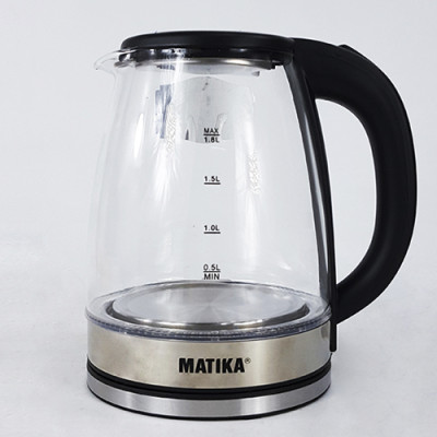 Ấm Siêu Tốc Thủy Tinh 1.8L Matika MTK-35 Công Suất 1800W Thiết Kế Hiện Đại Trong Suốt Đun Nước Siêu Nhanh Có Đèn Led Khi Sôi-Hàng Chính Hãng