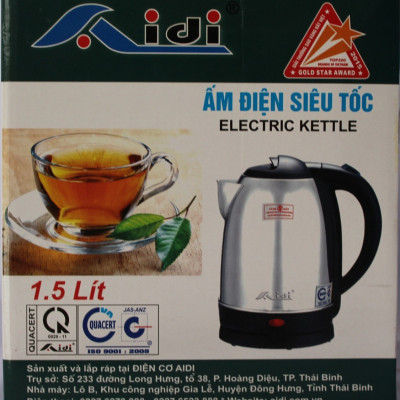 Ấm điện siêu tốc Aidi 304 ST-08 (1.5 lít) - Màu Ngẫu Nhiên - Hàng Chính Hãng
