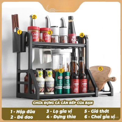 Kệ Để Hộp Gia Vị Đồ Dùng Nhà Bếp , Kèm Để Dao Thớt Mẫu Mới