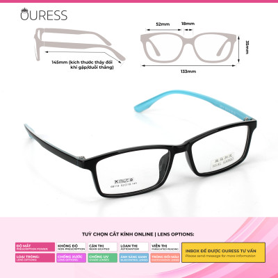 Gọng kính nhựa 68114 thời trang nam nữ siêu nhẹ siêu bền OURESS 