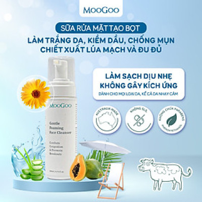 Sữa rửa mặt tạo bọt chiết xuất đu đủ cho da nhạy cảm, da mụn ko SLS, Sulffate Moogoo
