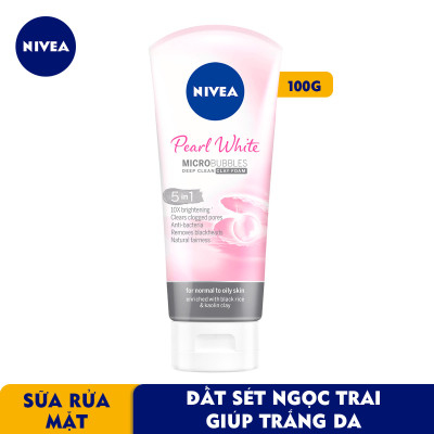 Sữa rửa mặt NIVEA Pearl White Đất Sét giúp trắng da ngọc trai (100g) - 81273