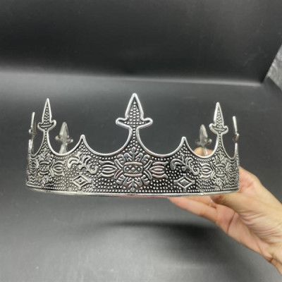 Vương miện nam tròn cao 6,5cm màu đen vân bạc