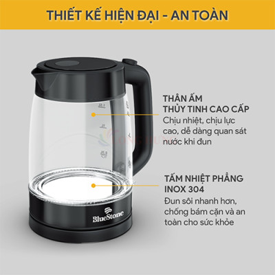 Bình đun siêu tốc Bluestone 1.7 lít KTB-3428 - Hàng chính hãng