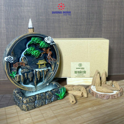 Thác khói tiểu cảnh size đại dùng xông trầm - tháp trầm hương Dương Minh