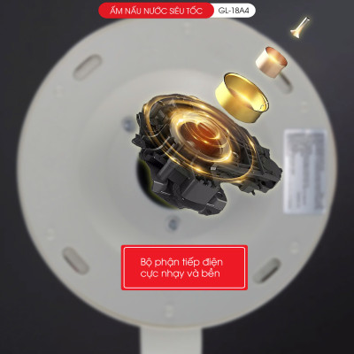 Ấm siêu tốc Gali GL-18A4 2 lớp INOX 304 nguyên khối màn hình hiển thị độ giữ ấm. Hàng chính hãng, bảo hành 24 tháng