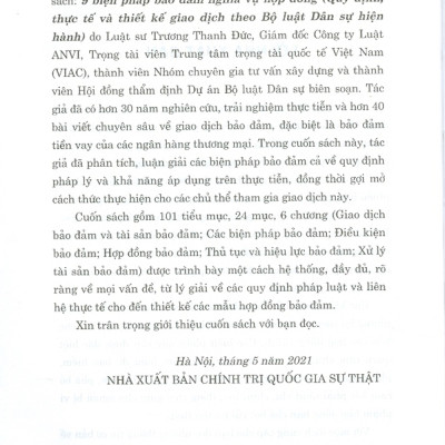 9 Biện Pháp Bảo Đảm Nghĩa Vụ Hợp Đồng (Quy Định, Thực Tế Và Thiết Kế Giao Dịch Theo Bộ Luật Dân Sự Hiện Hành) - (Tái bản lần thứ 3, có sửa chữa, bổ sung)