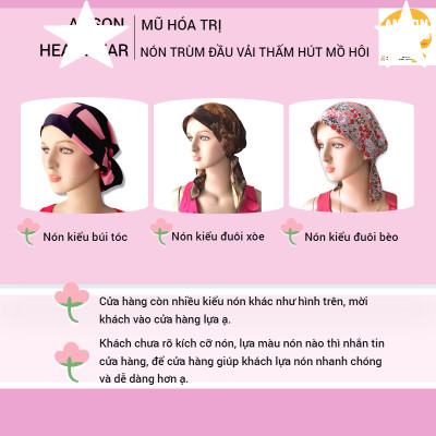 Nón hóa trị vải mềm mát, hút mồ hôi, bệnh nhân ung thư, chemo hat, nón trùm đầu [KIỂU ĐUÔI NGẮN-TÍM CÀ] 