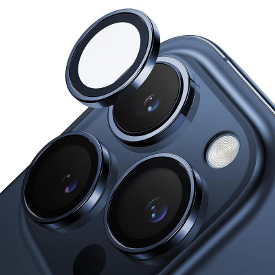 Bộ vòng kính cường lực viền kim loại bảo vệ camera cho iPhone 15 Pro / 15 Pro Max / 15 Plus / iP 15 hiệu HOTCASE Kuzoom AR-LENS  độ cứng 9H, chống trầy xước, giữ nguyên chất lượng ảnh chụp - Hàng nhập khẩu
