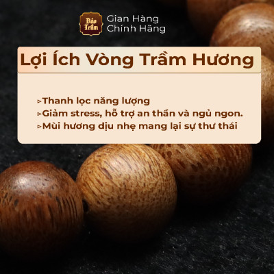 Vòng Trầm Hương 8.5ly – 108 Hạt – Cao Cấp | Bảo Trầm – Trầm Tự Nhiên Không Hóa Chất – Chuỗi Thiền Định – Hương Dịu Thư Giãn