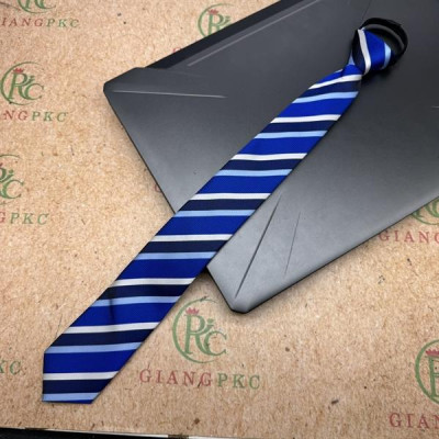 Cà vạt nam mẫu thắt sẵn dây kéo bản nhỏ 6cm mẫu xanh kẻ trắng đen lớn
