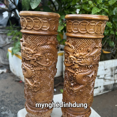 ỐNG CẮM NHAN HƯƠNG BẰNG GỖ BÁCH XANH THƠM NỨC KT CAO 25X8X8CM 