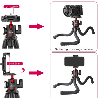 ULANZI MT-33 - HÀNG CHÍNH HÃNG - Chân Tripod bạch tuộc dành cho Máy ảnh và Điện thoại, Ballhead xoay 360°