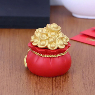 Tượng Thần Tài Hũ Vàng Tài Lộc, Hũ Muối Ông Địa- May Mắn, Bình An, Trang Trí Tết , Túi Vàng Thần Tài Đựng Gạo Muối ( Mở Nắp ) 6x5.5cm