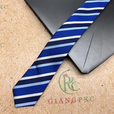 Cà vạt nam mẫu thắt sẵn dây kéo bản nhỏ 6cm mẫu xanh kẻ trắng đen lớn