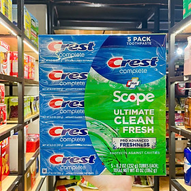 SET KEM ĐÁNH RĂNG CREST COMPLETE MULTI BENEFIT EXTRA  HƯƠNG TƯƠI MÁT 232Gx5