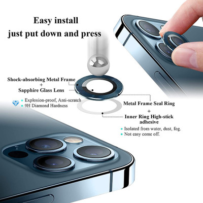 Bộ dán kính cường lực bảo vệ Camera dành cho iPhone 15 Pro / 15ProMax Guard Lens Ring mang lại khả năng chụp hình sắc nét full HD (độ cứng 9H, chống trầy, chống chụi & vân tay, bảo vệ toàn diện) - hàng nhập khẩu