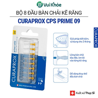 Bộ 8 đầu thay thế cho bàn chải kẽ răng Curaprox CPS 09 Prime - Vàng | Chăm sóc răng miệng chuẩn Thụy Sĩ