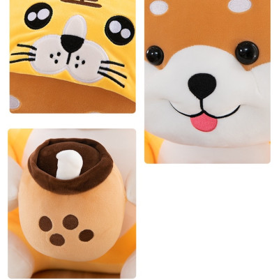 Thú nhồi bông shiba cosplay hổ ôm trà sữa - Size từ 40cm đến 55cm - Quà tặng shiba ôm trà sữa nhồi bông êm mịn dễ thương - Gối ôm mềm mịn cho bé