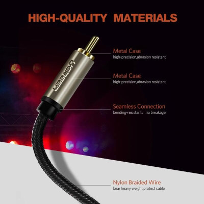 Ugreen UG20744AV133TK 15M màu Xám Cáp âm thanh bông sen Coaxial cao cấp - HÀNG CHÍNH HÃNG