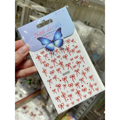 Sticker 5D Nơ Đen Trắng Mix Nổi R7M Dán Móng Keo Tự Dính, Hình Dán Móng Nơ Đỏ Lụa Dạng Nổi Làm Nail Cao Cấp Nữ Women