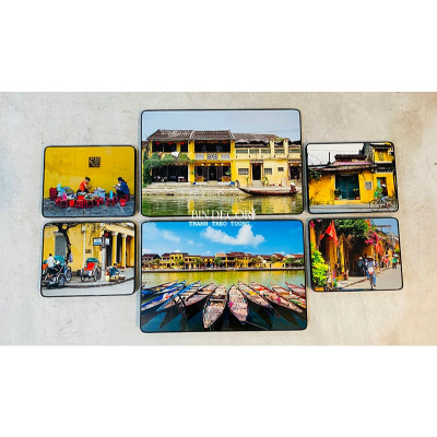 (ẢNH THẬT) Tranh treo tường hội an 1 trang trí decor quán có khung kèm đinh treo