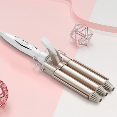 Máy uốn tóc 3 trục Kemei KM-1010 điều chỉnh 2 mức nhiệt độ chuyên dụng làm tóc xoăn gợn sóng, uốn tóc uốn sóng nước bồng bềnh tiện lợi