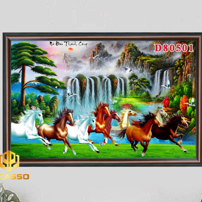 Tranh kính Bát mã tung hoành D602 44 (Được chọn mẫu)