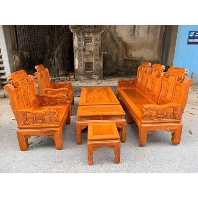 Bộ bàn ghế Âu Á tay Voi đặc gỗ Gõ Đỏ