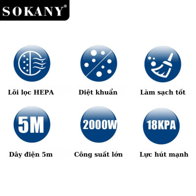 Máy hút bụi đa năng 2IN1 SOKANY SK13043 CÓ DÂY, công suất 2000W lực hút siêu mạnh, siêu sạch, đánh bay mọi bụi bẩn - HÀNG CHÍNH HÃNG