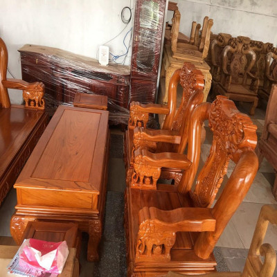 Bộ bàn ghế Minh Quốc Voi gỗ Gõ Đỏ