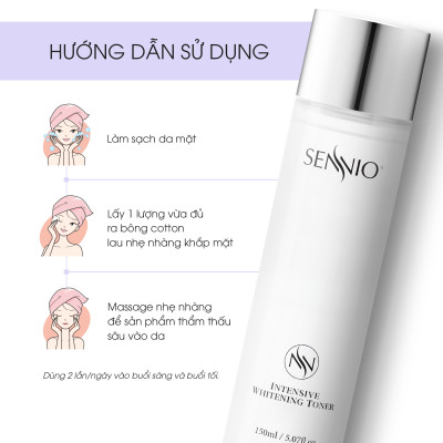 Nước hoa hồng trắng da Sennio Intensive Whitening Toner cấp ẩm tái tạo và ức chế sắc tố 160ml SNO 831