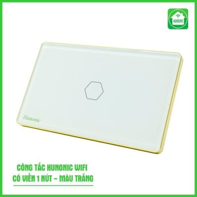 Công Tắc Cảm Ứng Hunonic Wifi Hình Chữ Nhật Viền Vàng, Công Tắc Thông Minh Wifi Điều Khiển Từ Xa Bằng Điện Thoại