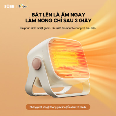 Máy Sưởi Bear Quạt Sưởi Máy Sưởi Gốm Để Bàn Máy Sưởi Mini Quạt Sưởi Ấm Phòng Ngủ Tiết Kiệm Điện Làm Ấm Nhanh DNQ - E04Q1