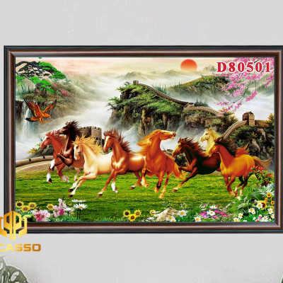Tranh kính Bát mã tung hoành D602 31 (Được chọn mẫu)