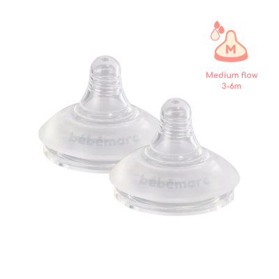 Núm Ty Silicone Cao Cấp Kháng Khuẩn Tự Nhiên An Toàn Cho Bé Yêu Bébémarc - Nhiều Size (Set 2 Cái)