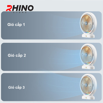 Quạt tích điện để bàn văn phòng Rhino F103 gồm 3 mức độ gió