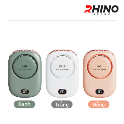 Quạt cầm tay mini siêu mát Rhino F301 tích điện với 3 mức độ gió, lưu lượng cao kèm dây treo - Hàng chính hãng