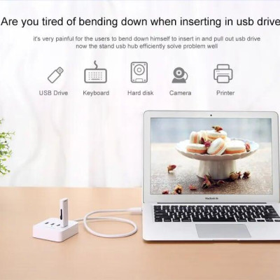 Ugreen UG30201CR118TK 0.5M màu Trắng Bộ chia HUB USB 3.0 sang 4 USB 3.0 có khay đỡ hỗ trợ nguồn 5V cao cấp - HÀNG CHÍNH HÃNG