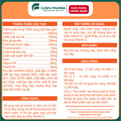 Combo Canxi hữu cơ TW Hanopharco và Vitamin C tăng hấp thụ chiều cao cho trẻ