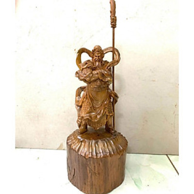 Tượng quan công trấn ải bằng gỗ bách xanh thơm nức kt cao 24×12×7cm 