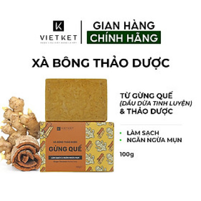Xà Bông Thảo Dược VIETKET 100g - Giảm Mụn, Mờ Thâm, Dưỡng Ẩm, Sáng Da