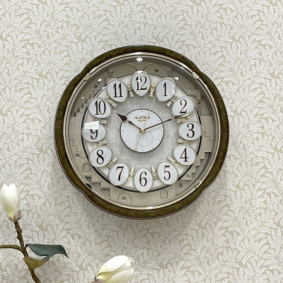 Đồng hồ treo tường RHYTHM 4MH828WD23 - Nâu , Kích thước 38.5 x 38.5 x 11.5cm (Magic Motion Clocks)