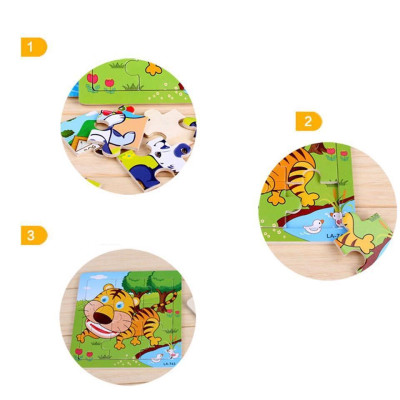 Bộ 10 Tranh Ghép Gỗ 2D Cho Bé Tập Ghép Hình Sáng Tạo